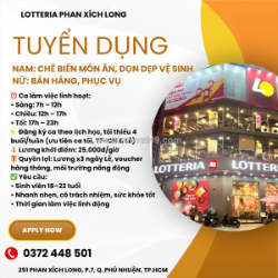 Lotteria phan xích long tuyển dụng nhân viên