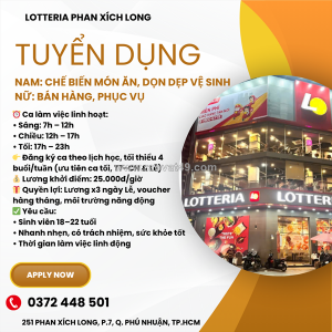 Lotteria phan xích long tuyển dụng nhân viên