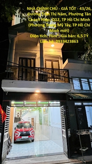 Nhà chính chủ - giá tốt - 43/26, đường trần thị năm, phường tân chánh hiệp,