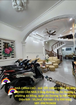 Nhà chính chủ - giá tốt chính chủ cần bán nhanh căn nhà 3 tầng phường an đồng,