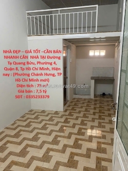Nhà đẹp – giá tốt –cần bán nhanh căn nhà tại đường tạ quang bửu, phường 4,