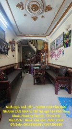 Nhà đẹp- giá tốt - chính chủ cần bán nhanh căn nhà vị trí tại phường tây hồ, tp