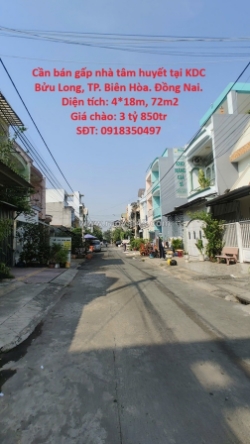 Nhà kdc bửu long- biên hoà – 72m² – 4pn – vỉa hè rộng – gía chốt nhanh