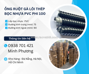 Ống ruột gà lõi thép bọc nhựa pvc phi 100 sẵn kho đà nẵng, hà nội, hồ chí minh