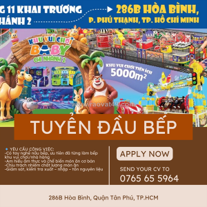 Tân phú – tuyển gấp đầu bếp (khu vui chơi)