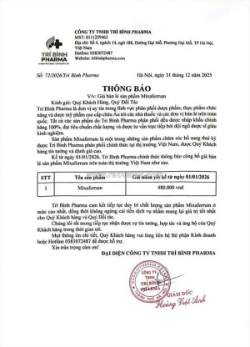 Thông báo giá bán chính thức sản phẩm mixaferrum năm 2026