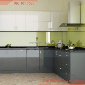 Tủ bếp đẹp vũng tàu - mdf phủ acrylic xám trắng