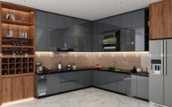 Tủ bếp gỗ công nghiệp mdf phủ melamine chữ l