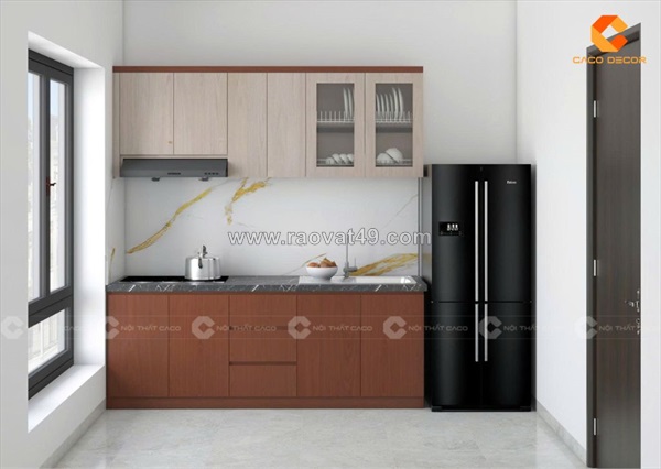 Tủ bếp gỗ công nghiệp thiết kế hiện đại, tối ưu không gian