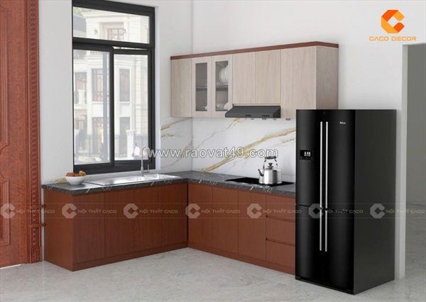 Tủ bếp gỗ công nghiệp thiết kế hiện đại, tối ưu không gian