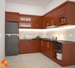 Tủ bếp gỗ xoan đào chữ l tiện nghi, sang trọng