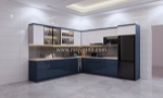 Tủ bếp mdf an cường phủ acrylic chữ l hiện đại