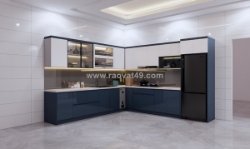 Tủ bếp mdf an cường phủ acrylic chữ l hiện đại