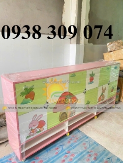 Tủ cặp mầm non, tủ gỗ cặp dép mầm non, tủ đựng balo mầm non