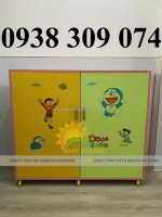 Tủ chăn gối mầm non bằng gỗ, tủ đựng chăn gối trẻ em mdf
