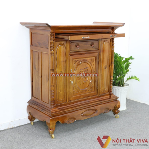Tủ thờ gia tiên đẹp chuẩn phong thủy, mẫu gỗ tự nhiên bền sang trọng