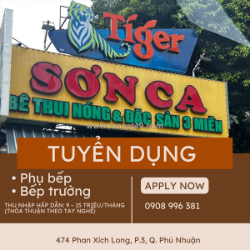 Tuyển phụ bếp, bếp trưởng quận phú nhuận