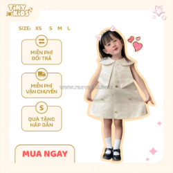 Váy dạ bé gái dáng chữ a cổ tròn đẹp ấm áp cho mùa lạnh