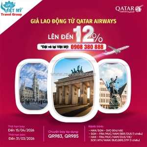 Vé lao động châu âu: qatar airways giảm đến 12%