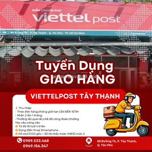 Viettelpost tây thạnh – tuyển gấp 03 nv tuyến giao hàng