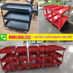 Xe đẩy 3 ngăn chứa dụng cụ màu đỏ cao 810mm