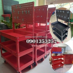 Xe đẩy dụng cụ giá treo - 3 ngăn hàng sẵn, giao hàng tận nơi