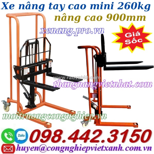 Xe nâng tay cao mini 260kg nâng cao 900mm