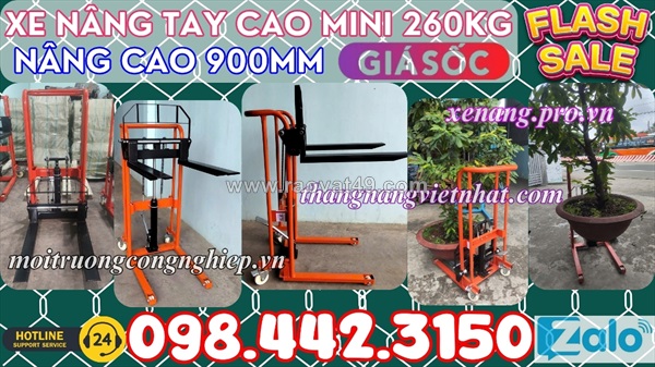 Xe nâng tay cao mini 260kg nâng cao 900mm