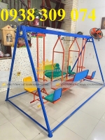 Xích đu thuyền rồng mầm non, xích đu 3 dạng 8 chỗ ngồi