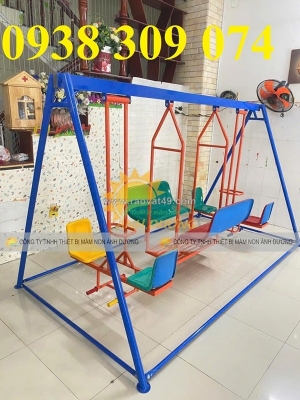 Xích đu thuyền rồng mầm non, xích đu 3 dạng 8 chỗ ngồi