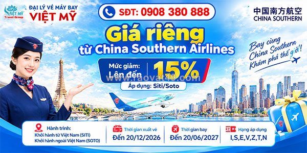 China southern airlines giảm 15% giá vé