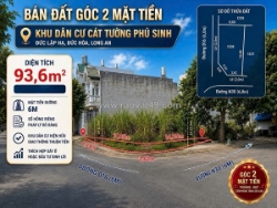 Bán đất đức hoà tỉnh tây ninh - dt 93,6 m2 - shr - 2tỷ050tr. lh:0903974577