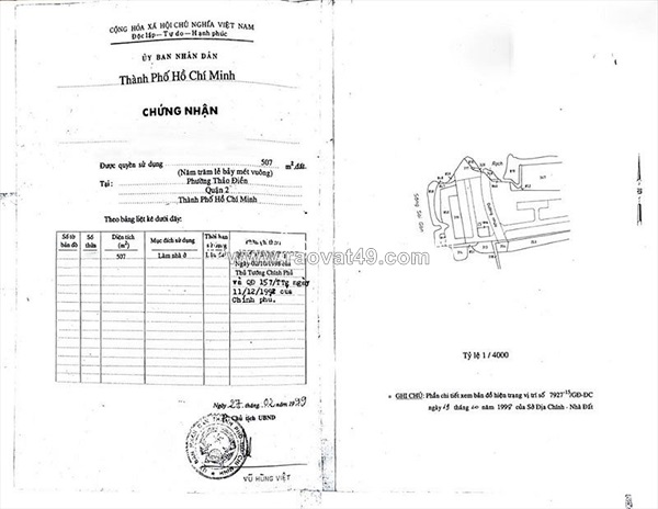 Bán lô đất bờ sông thảo điền, khu compound, mặt tiênd sông sg, dt thực tế 507m2