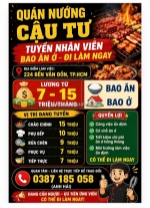 [bao ăn ở, làm ngay] nhân viên quán nướng quận 4
