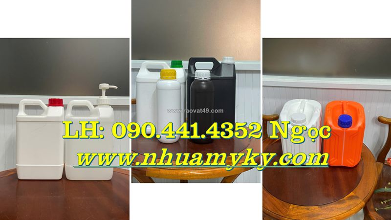 Bình nhựa 1 lít đựng nước rửa chén, can nhựa 2 lít đựng nước lau sàn, can nhựa 3.6 lít đựng nước giặ