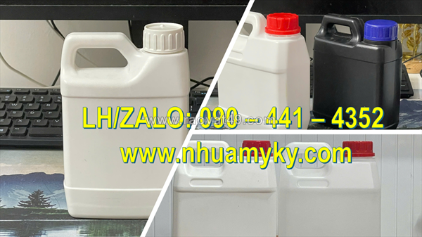 Bình nhựa 1 lít tròn quai xéo, can nhựa 2l đựng axit yếu, can nhựa 5 lít đựng muối axit yếu