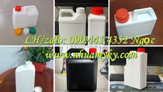Bình nhựa 1 lít vuông, can đựng 2 lít axit, can 5 lít đựng chất tẩy