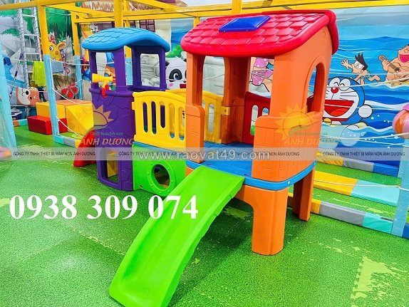 Bộ nhà leo cầu trượt 2 khối đa năng mầm non,nhà leo cầu trượt 2 khối cho bé mầm non giá rẻ
