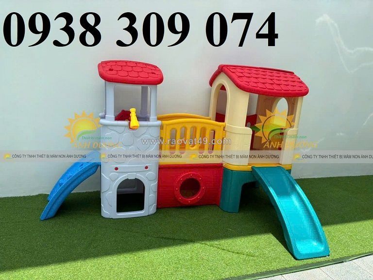 Bộ nhà leo cầu trượt 2 khối đa năng mầm non,nhà leo cầu trượt 2 khối cho bé mầm non giá rẻ