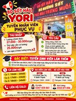 Bò sốt hàu yori tuyển nhân viên phục vụ bình thạnh