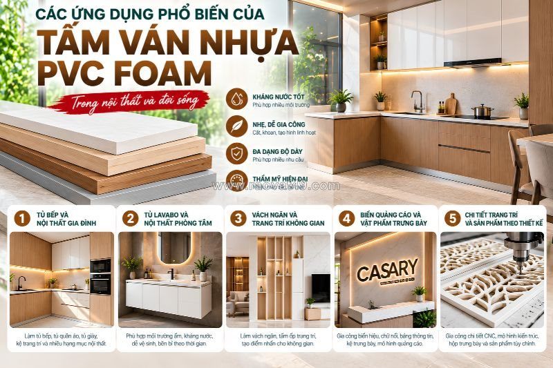 Các ứng dụng phổ biến của tấm ván nhựa pvc foam trong nội thất và đời sống