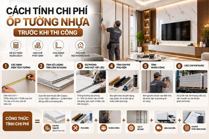Cách tính chi phí ốp tường nhựa trước khi thi công chính xác, tiết kiệm