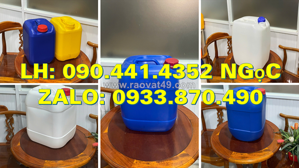 Can nhựa 22 lít tại long an, thùng nhựa vuông 24 lít đựng hóa chất, can nhựa 30 lít đựng cồn tẩy rửa mạnh