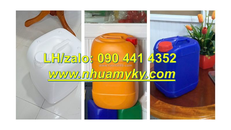 Can nhựa 30 lít đựng muối axit, can nhựa 25 lít đựng nước cất, can nhựa 20 lít đựng thuốc nhuộm