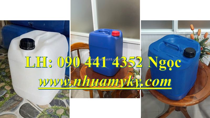 Can vuông 30 lít dày 1kg4, can nhựa 25l đựng hóa chất dày 1kg2, can nhựa 10 lít đựng javel
