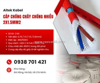 Cáp chống cháy chống nhiễu 2x1.5mm² altek kabel fr215gft – cáp chống cháy cho hệ thống báo cháy