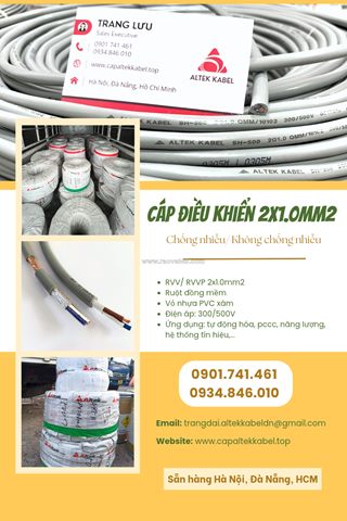 Cáp điều khiển 2x1.0mm2 altek kabel sẵn đà nẵng, hà nội, sài gòn