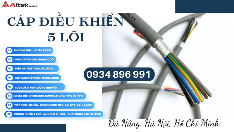 Cáp điều khiển 5×0.75mm² đà nẵng, huế, quảng nam