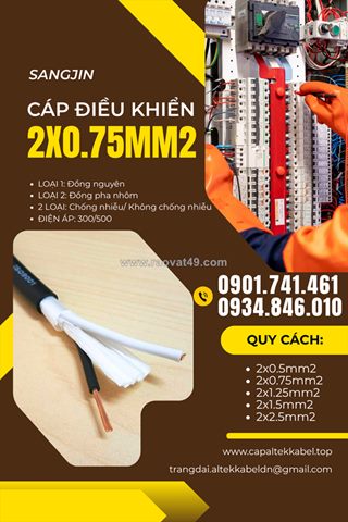 Cáp điều khiển sangjin 2x0.75 hcm, hà nội, đà nẵng