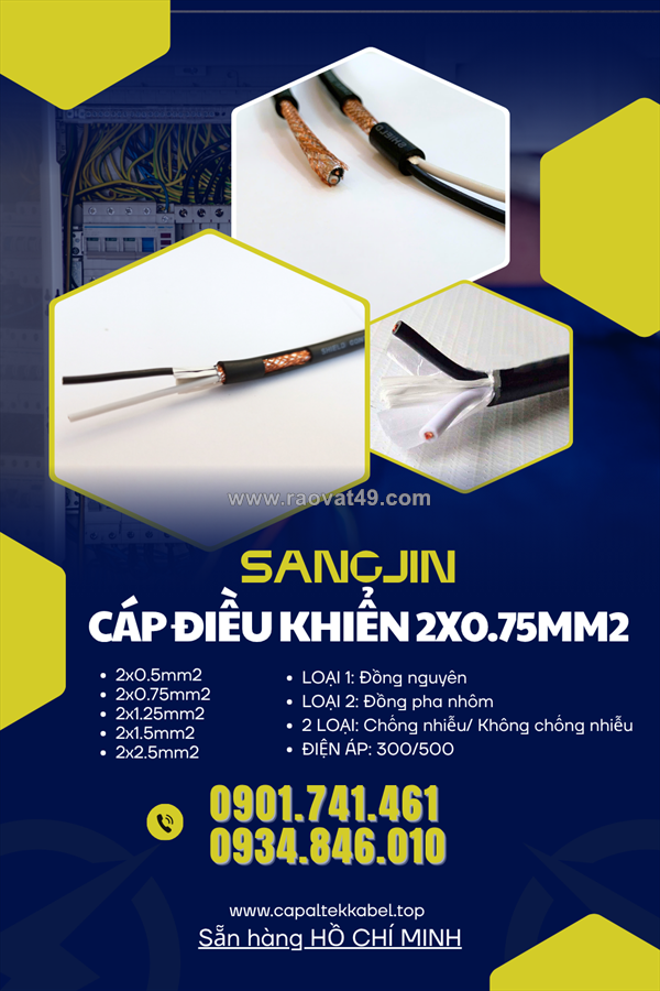 Cáp điều khiển sangjin 2x0.75 hcm, hà nội, đà nẵng